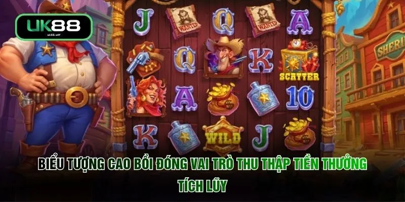 Biểu tượng cao bồi đóng vai trò thu thập tiền thưởng tích lũy