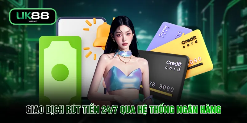 Rút Tiền UK88 3 Giao dịch rút tiền 24/7 qua hệ thống ngân hàng