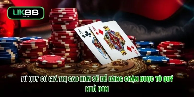 Tứ quý có giá trị cao hơn sẽ dễ dàng chặn được tứ quý nhỏ hơn